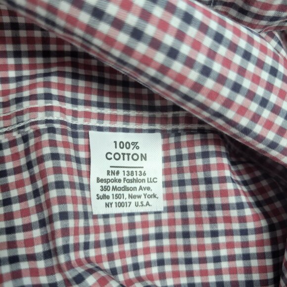 Savile Row Slim Fit Dress Shirt Red/Blue Gingham Check Size 16 34/35 - Picture 11 of 12